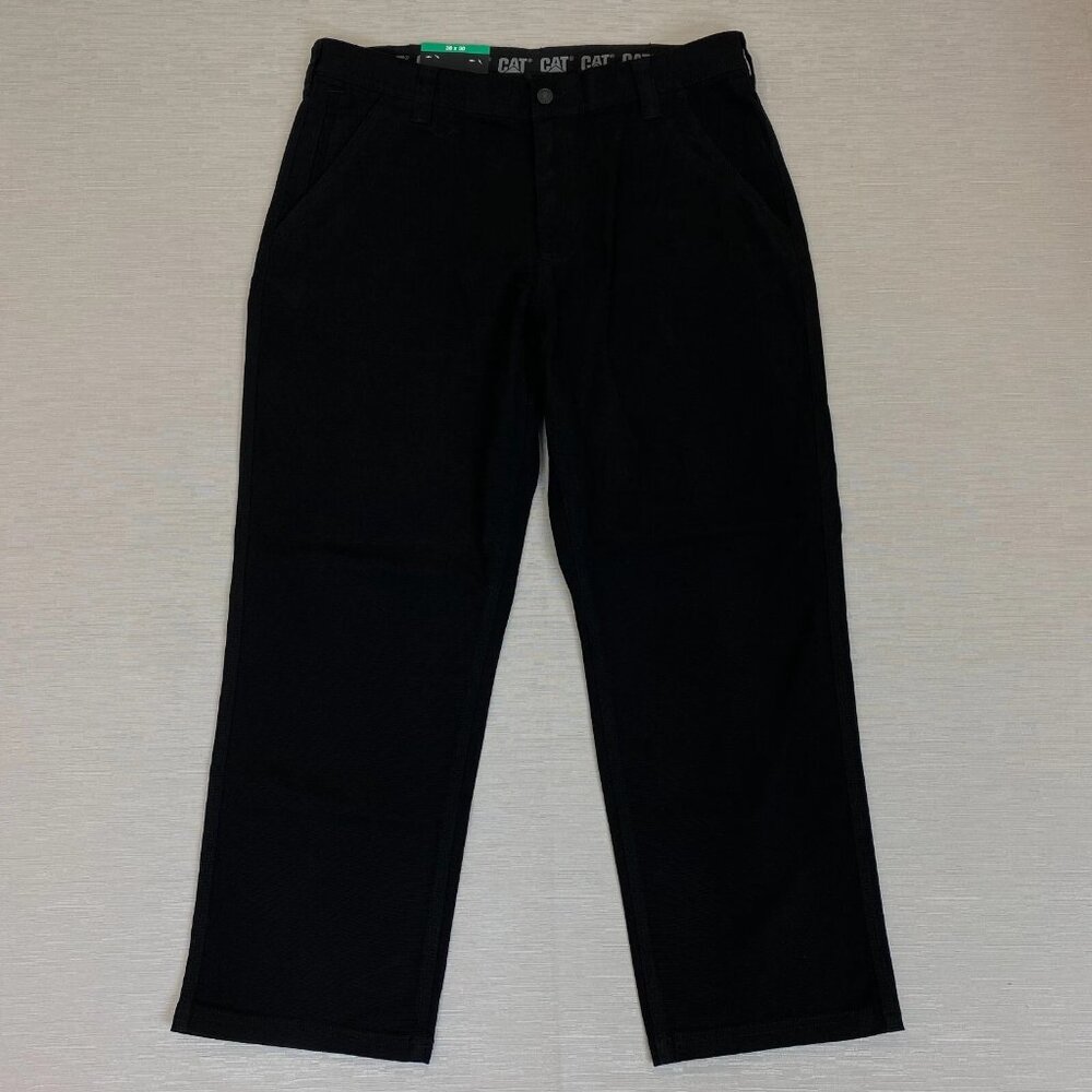 CAT Caterpillar Utility Work Pants Mens 38 x 30 Black Flex Waistband Cell Pocket